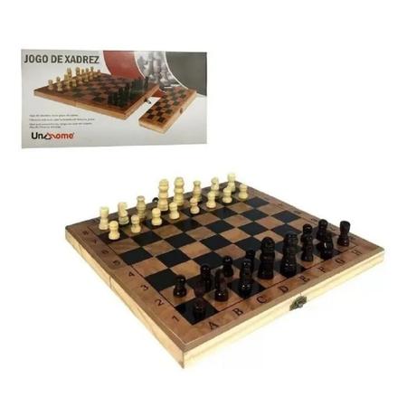 Jogo Xadrez Tabuleiro Madeira Luxo Dobrável Chess 24x24