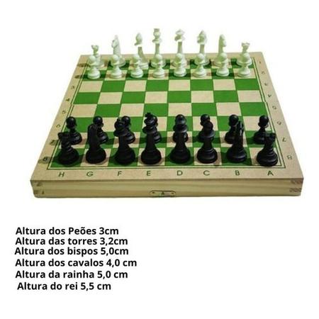 Jogo de xadrez e damas caixa madeira com fecho 56 peças - BRINQUE E LEIA -  Jogo de Dominó, Dama e Xadrez - Magazine Luiza