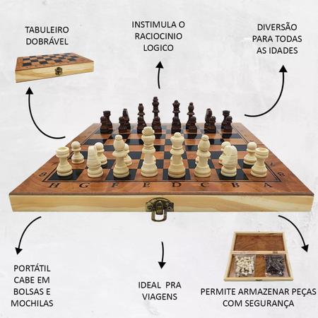 Jogo Xadrez Oficial Em Madeira Mdf 42 Cm - Junges