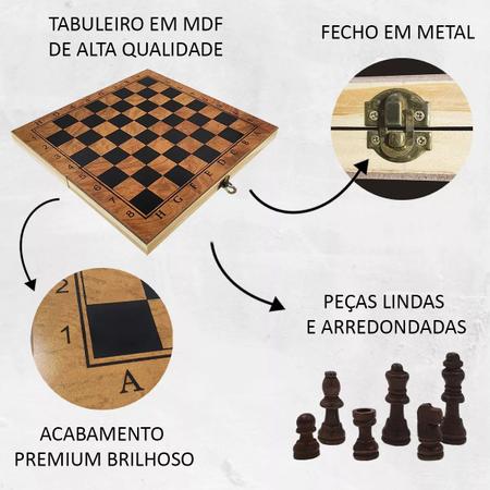 Jogo de Xadrez em MDF Tabuleiro Dobrável - UnyHome - Jogo de