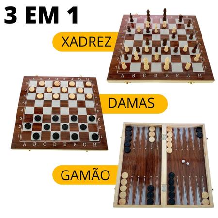 Jogo Xadrez Peça Tabuleiro Gamão Escolar Oficial Manual Dama