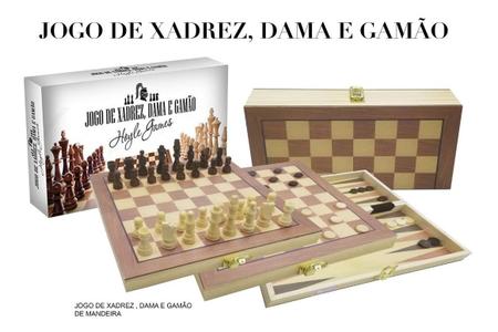 Jogo de xadrez De Madeira 3 Em 1 40 x 40 Cm - CHESS - Jogo de Dominó, Dama  e Xadrez - Magazine Luiza