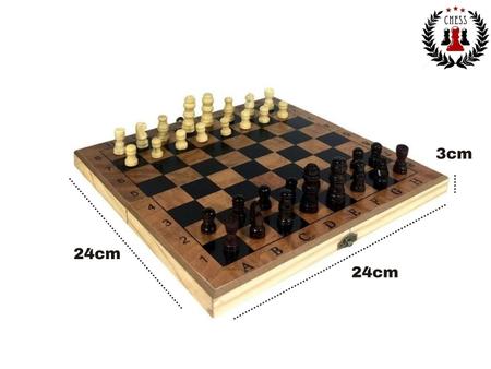 Jogo de xadrez De Madeira 3 Em 1 40 x 40 Cm - CHESS - Jogo de Dominó, Dama  e Xadrez - Magazine Luiza