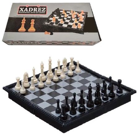 Jogo De Xadrez Magnético Com Imã Tabuleiro 19x19 cm - Zn - Jogo de