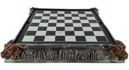 Jogo xadrez pecas tematico medieval em resina tabuleiro