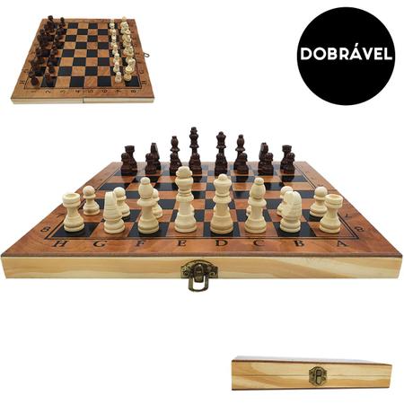 Jogo de Xadrez Oficial Profissional Madeira Dobrável 29cm Premium - Uny  Gift - Jogo de Dominó, Dama e Xadrez - Magazine Luiza