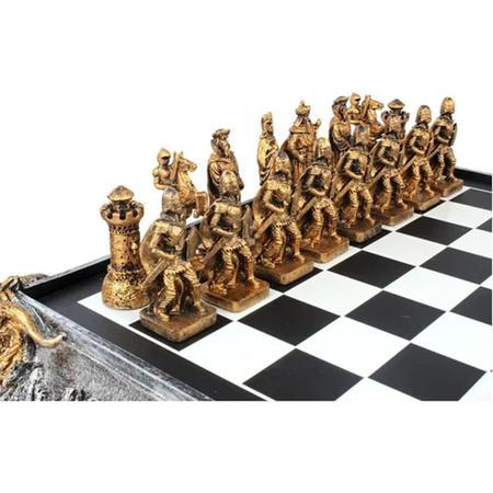 Jogo De Xadrez Império Romano Tabuleiro Luxo 32 Peças Resina - Escorrega o  Preço