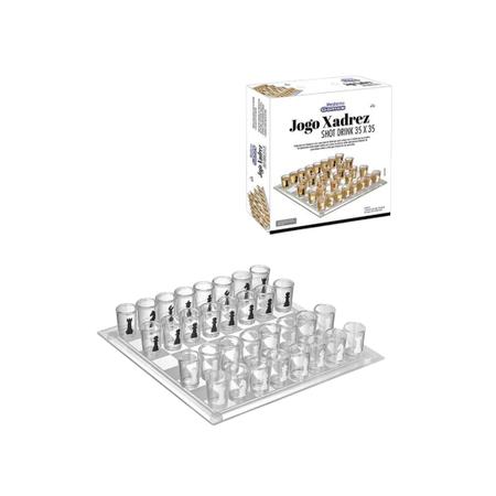 Jogo de Xadrez Shot Drink 35x35 Tabuleiro de Vidro - Western