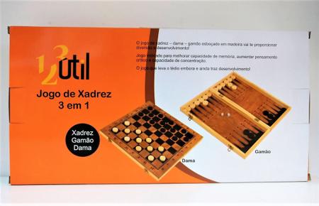 Jogo de xadrez / dama / gamao em madeira - 123Útil - Jogo de Dominó, Dama e  Xadrez - Magazine Luiza