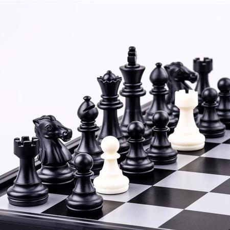 Jogo de xadrez com tabuleiro magnetico dobravel 2 em 1 dk