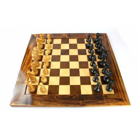 Imagem de Jogo de xadrez tabuleiro marchetado casas 06x06 cm rei 12 cm oficial
