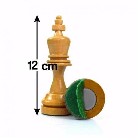 Imagem de Jogo de xadrez tabuleiro marchetado casas 06x06 cm rei 12 cm oficial