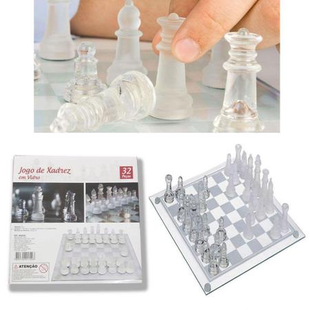 Jogo De Xadrez Tabuleiro Peças Em Vidro Elegante Presentes Criativos  Enfeite Decoração Casa Sala Estar Estante Prateleira Escritório 20cm x 20cm  - Glass Chess - Prateleira - Magazine Luiza