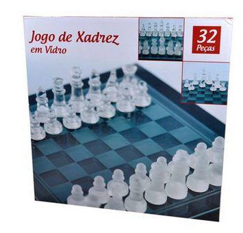 Jogo de Xadrez Tabuleiro Vidro Transparente 25X25cm