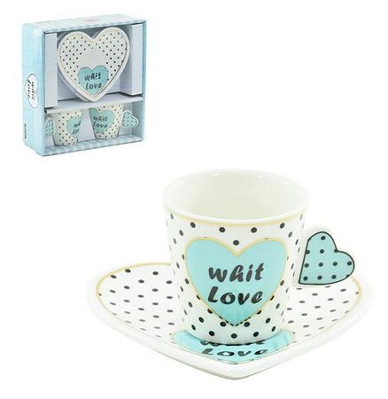 Imagem de Jogo de xicara para cafe de porcelana poa/whit love com 4 pecas 80ml