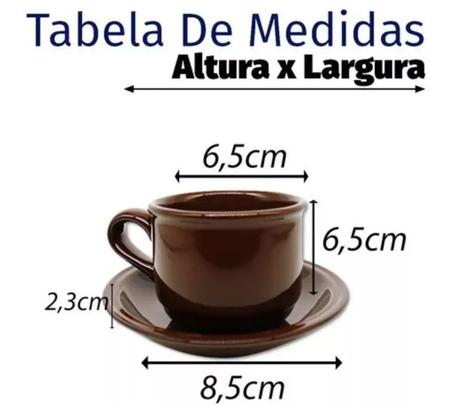 Imagem de Jogo de Xícaras Café 12 Peças 225ml Grande Cerâmica Marrom