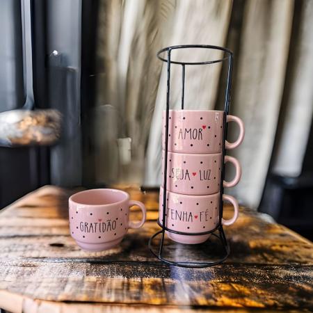 Jogo De Xícaras Café Chá Rosa Com Suporte Kit 4 Canecas Poá - Neo  Porcelanas - Xícaras de Café - Magazine Luiza