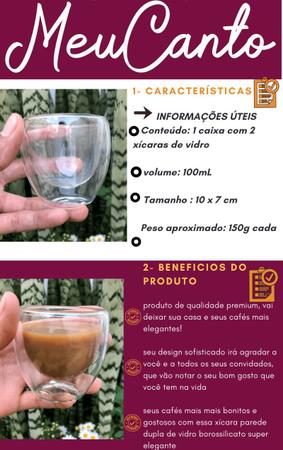 Jogo 6 Copo / Xícaras de Café 80ml De Vidro + Pires - Decore Fácil Shop