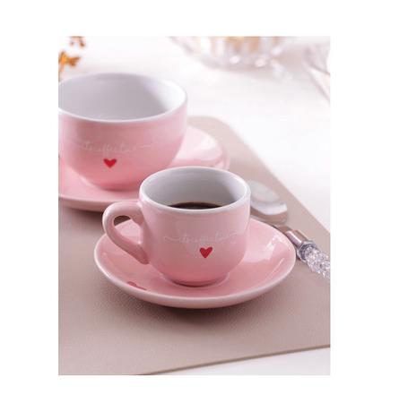 Imagem de Jogo De Xicaras De Café 90 Ml Em Porcelana Com Pires L Amour Rosa Hauskraft