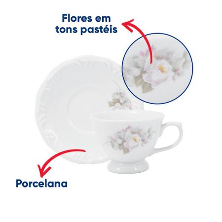 Imagem de Jogo De Xícaras De Café Com Pires 6 Peças Porcelana Eterna Schmidt