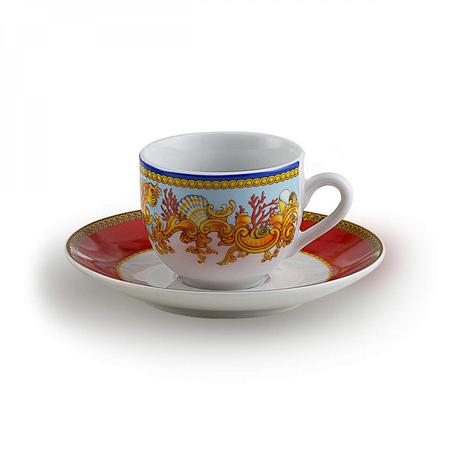 Imagem de Jogo de Xícaras de Café com Pires Porcelana 12 Peças 100ml Baeza Rojemac Colorido