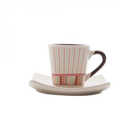 Imagem de Jogo de Xícaras de Café com Pires Porcelana 12 Peças 90ml Stripes Rojemac Marrom/Bege