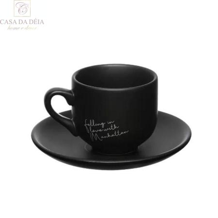 Imagem de Jogo de Xicaras de Café com Pires Porcelana Manhattan 90ml 12 Peças Hauskraft