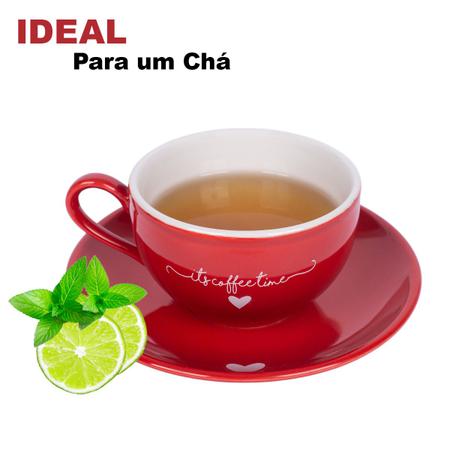 Imagem de Jogo De Xícaras De Chá Café 160ML Com Pires Porcelana Coração