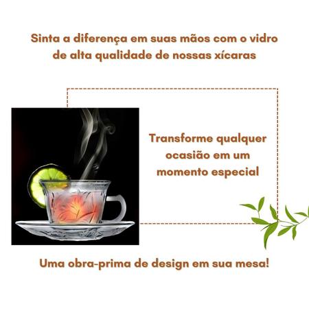 Imagem de Jogo De Xícaras E Pires Em Vidro 12pçs Chá/café Transparente