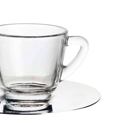 Imagem de Jogo de xícaras para café em vidro e pires inox Fracalanza Dripsteel 90ml 8 peças