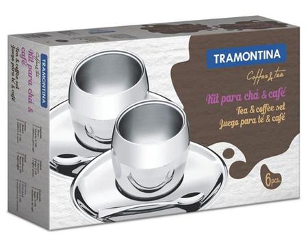 Conjunto de Xícaras para Chá e Café Tramontina em Aço Inox com