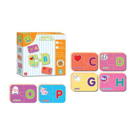 Jogo De Encaixar Infantil Didático Descobrindo o Alfabeto c/ 52 pcs - Jogos  Educativos Escolar - NIG BRINQUEDOS - Letras, Números e Memória - Magazine  Luiza