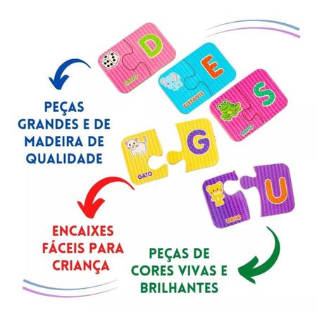 Jogo De Encaixar Infantil Didático Descobrindo o Alfabeto c/ 52 pcs - Jogos  Educativos Escolar - NIG BRINQUEDOS - Letras, Números e Memória - Magazine  Luiza