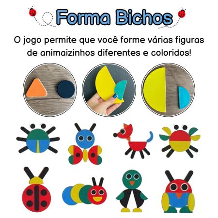 Jogo Educativo Madeira Formas e Bichos NIG Brinquedos 0452