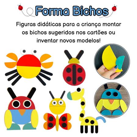 Jogo Educativo Madeira Formas e Bichos NIG Brinquedos 0452