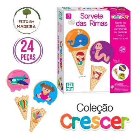 Jogo Educativo Sorvete Das Rimas Em Madeira Coleção Crescer - Nig  Brinquedos - Jogos Educativos - Magazine Luiza