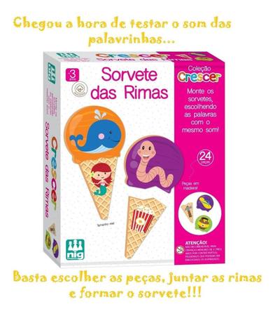 Jogo Didático Sorvete Das Rimas 24pçs Madeira Envio Imediato - NIG  Brinquedos - Jogos Educativos - Magazine Luiza