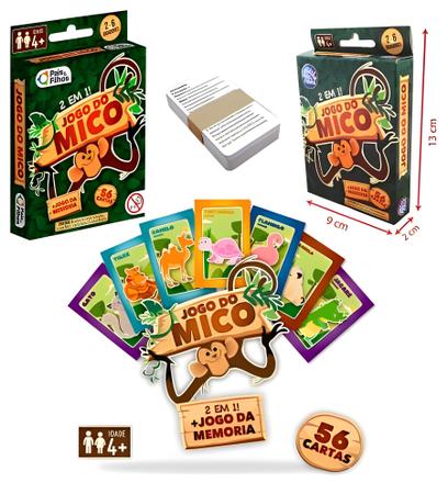 Jogo Do Mico + Jogo Da Memória 56 Cartas 2 Em 1 Pais Filhos