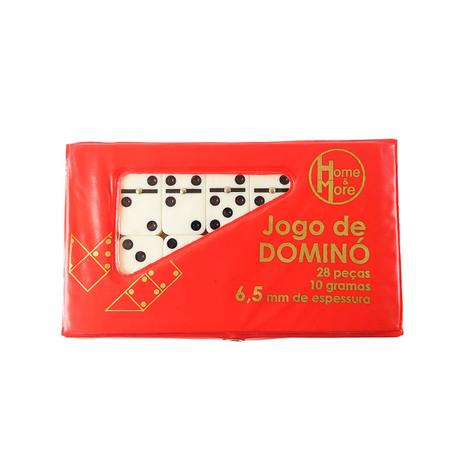 Jogo De Dominó 28 Peças No Estojo Doble Six 5mm Wellmix - Branco