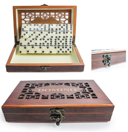 Dominó conjunto 28 peças jogos clássicos com caixa de madeira 2-4 jogadores  - AliExpress