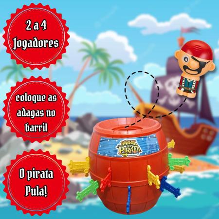 Imagem de Jogo Dominó Com Estojo E Barril Do Pirata Infantil Criança Jogos De Mesa Pula Pirata Art Brink