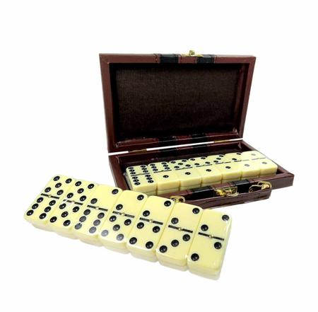 Jogo Domino de Osso Profissional Com Estojo de Madeira 28 Peças