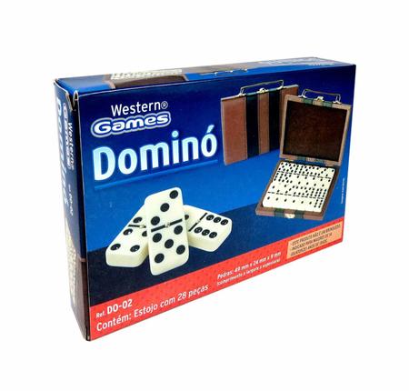 Jogo Domino de Osso Profissional Com Estojo de Madeira 28 Peças