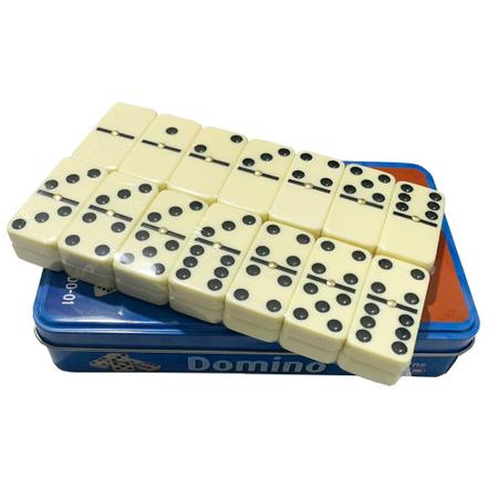 Jogo Domino de Osso Profissional Grande 54x27x12mm Com Estojo 28