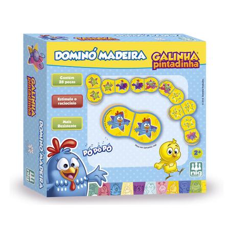 Brinquedo Educativo em Madeira Dominó da Galinha Pintadinha Jogo