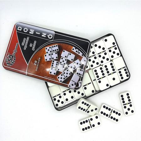 Jogo Domino Grosso Grande Profissional Com Pino Metal Branco