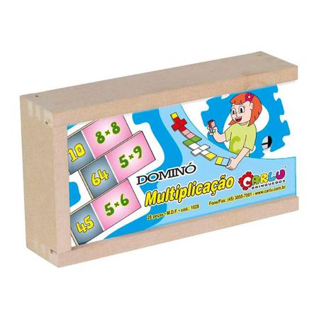 Jogo Dominó Multiplicaçãõ MDF Carlu Brinquedos - Padihey