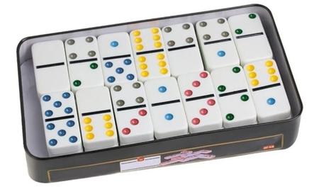 Jogo Domino Profissional Osso Colorido 28 Peças Com Estojo