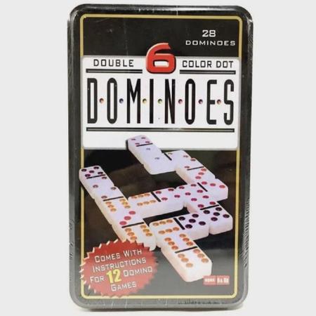 Jogo Domino Profissional Colorido 28 Peças Com Estojo Metal