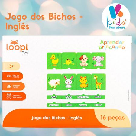 Jogo da Memória em Inglês  Brinquedo Madeira Loopi Toys